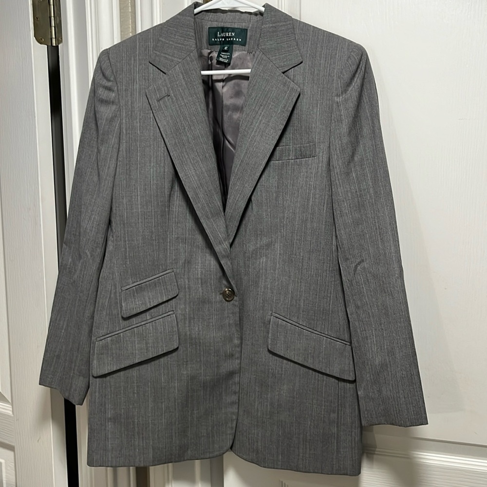 Grey 100% worsted wool blazer